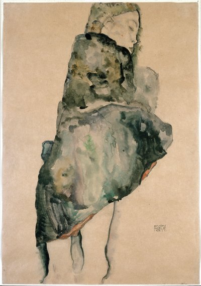 Portret van een vrouw in stand. Tekening door Egon Schiele door Egon Schiele